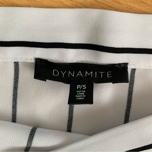 DYNAMITE Black and White Striped Off The Shoulder Blouse - Picture 6 of 6